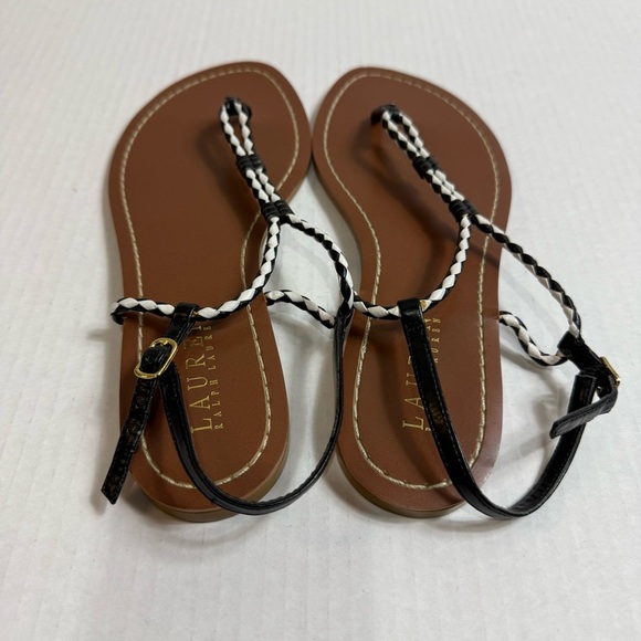 Lauren Ralph Lauren woven Leather Sandals - Brown and Black Size 8 - Picture 7 of 7